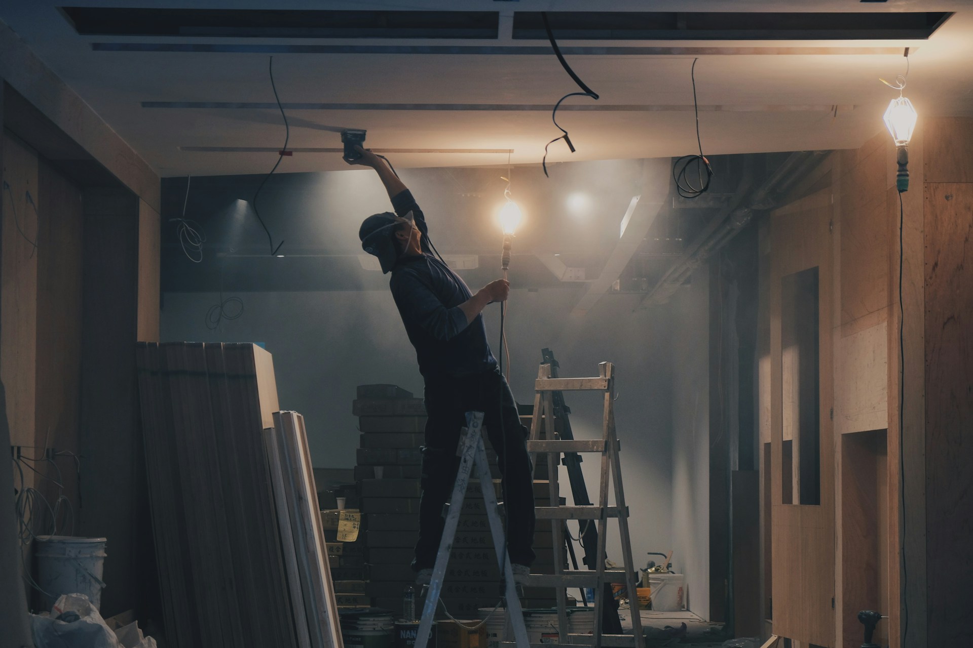 Rhinolite ceiling installation creating a smooth interior ceiling finish